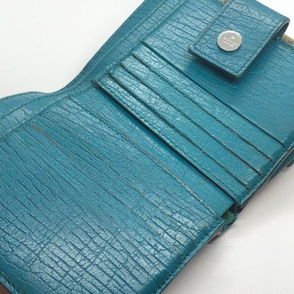 Authentic GUCCI Brown Coated Canvas & Teal Leather Designer Wallet - Picture 12 of 12